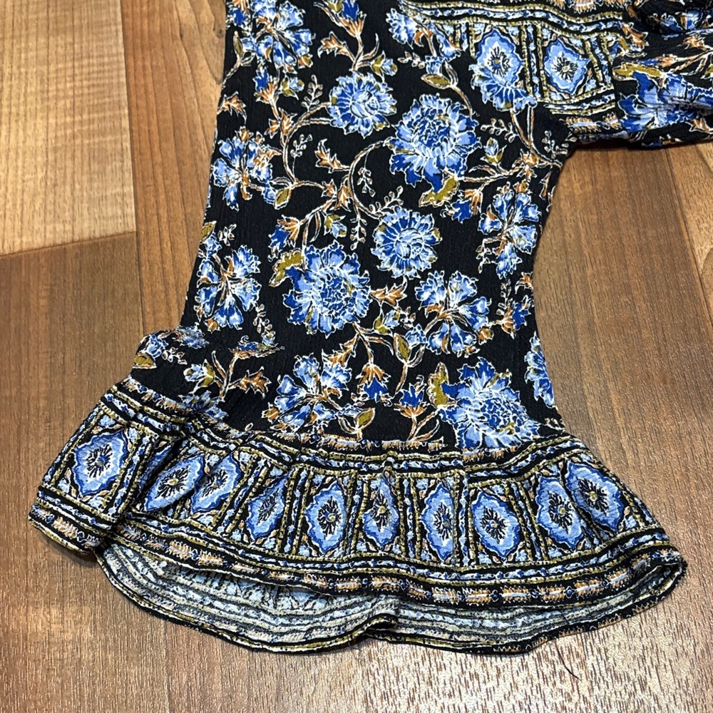 Free People Black and Blue Patterned Blouse - Picture 15 of 16